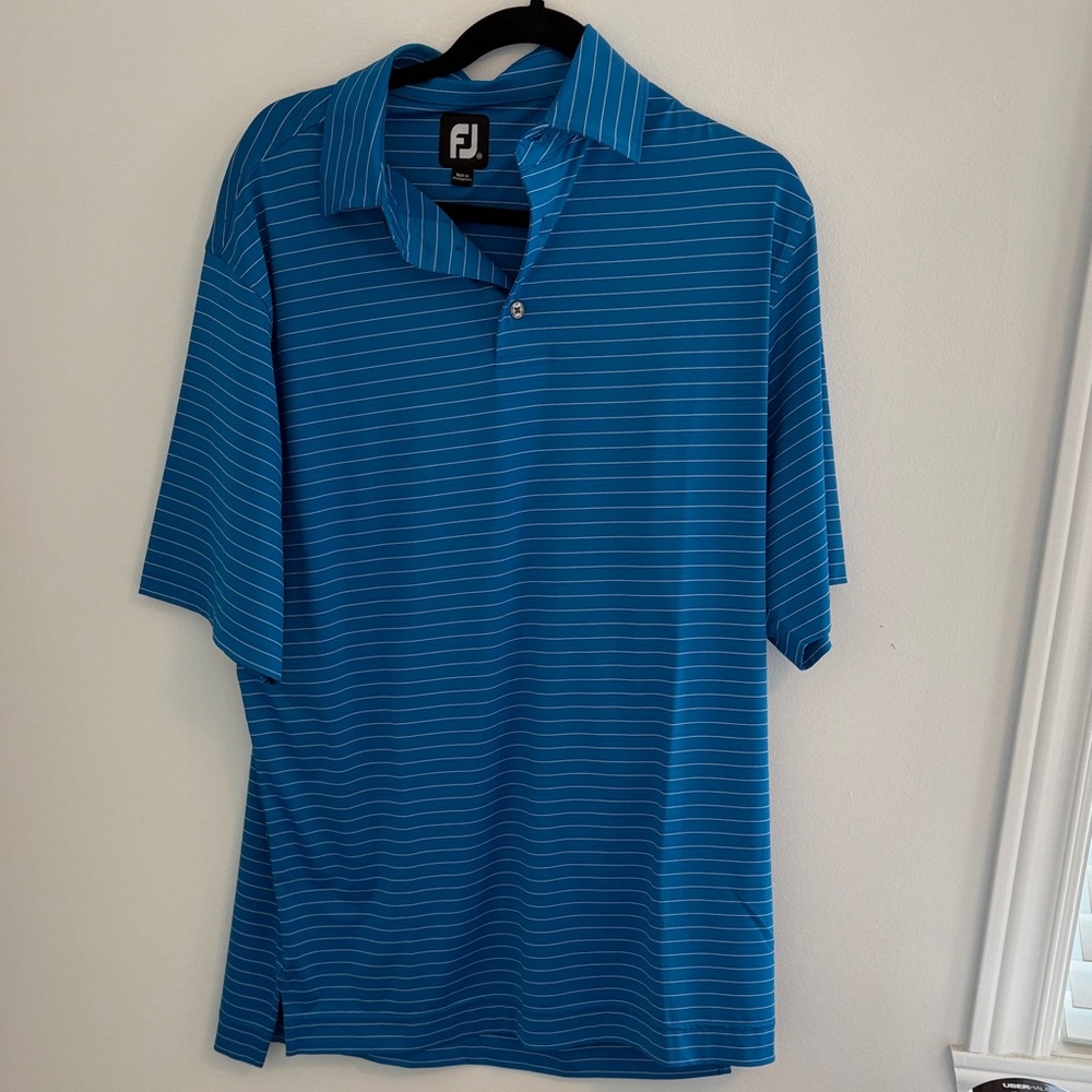 FootJoy Teal-Blue Thin-Striped Golf Polo